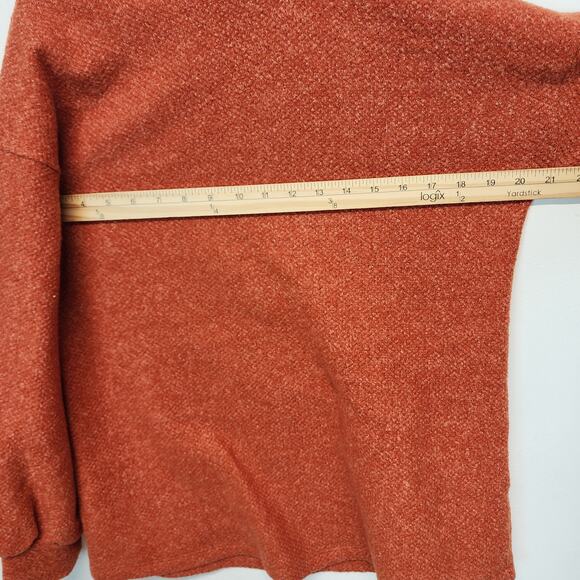 White Birch Mock Neck Cutout Sweater Size S Burnt Orange Balloon Sleeve Autumn - Picture 6 of 10